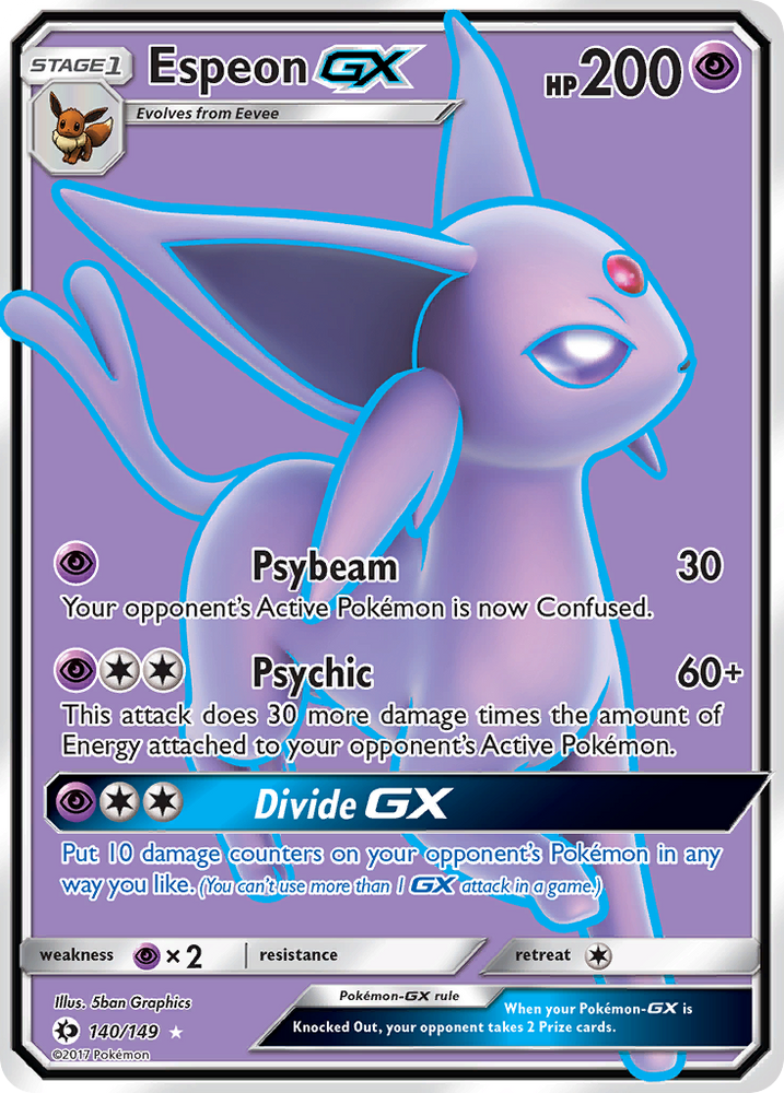 what pokemon set has 149 cards Espeon GX (140/149) [Sun & Moon: Base Set]