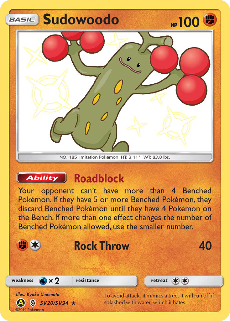 shiny sudowoodo pokemon card Sudowoodo (SV20/SV94) [Sun & Moon: Hidden Fates
