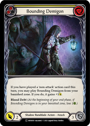 Bounding Demigon (Yellow) [U-MON169-RF] Unlimited Rainbow Foil