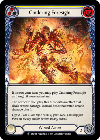 Cindering Foresight (Yellow) [U-CRU166-RF] Unlimited Rainbow Foil