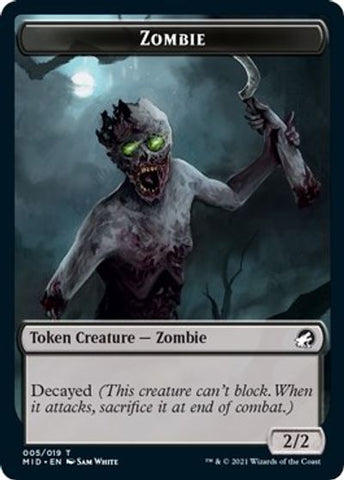 Zombie // Zombie Double-sided Token (005 MIC/005 MID) [Innistrad: Midnight Hunt Commander]