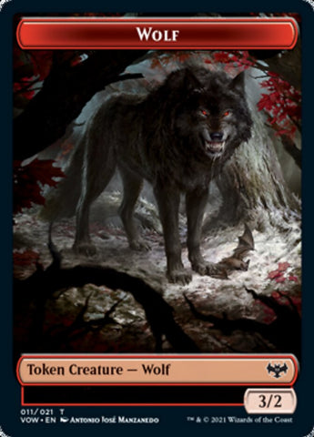 Wolf (011) // Human (010) Double-sided Token [Innistrad: Crimson Vow Tokens]